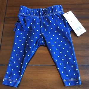 Cat & Jack Newborn Blue Pants with White Polka Dots and Ruffle Bottom